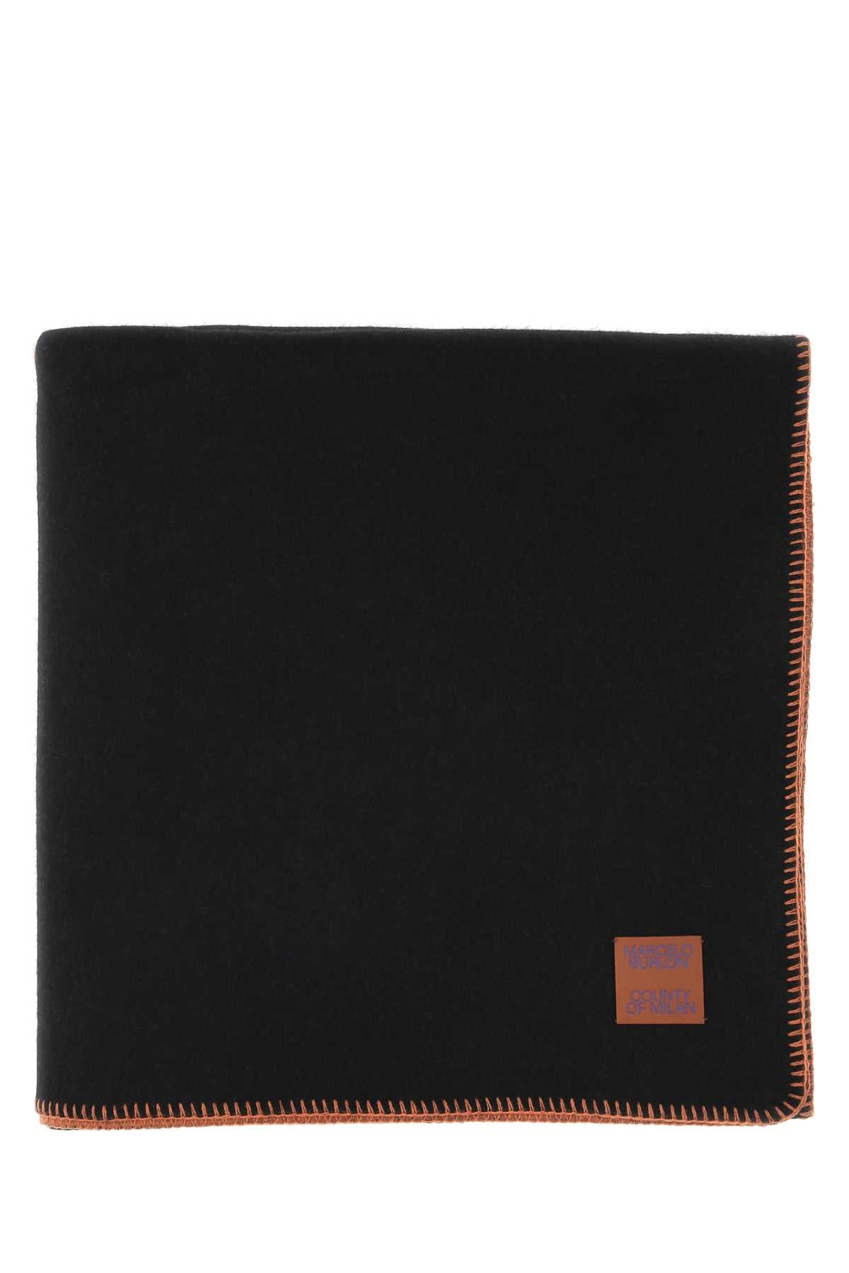 Marcelo Burlon Wool with Contrast Stitching Blanket — Black