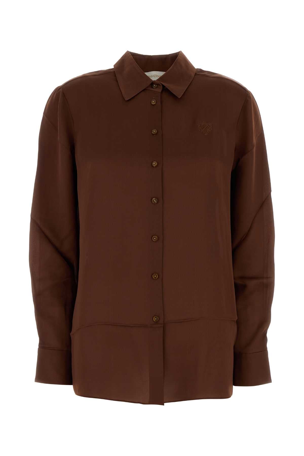 Zimmermann Satin Shirt — Brown