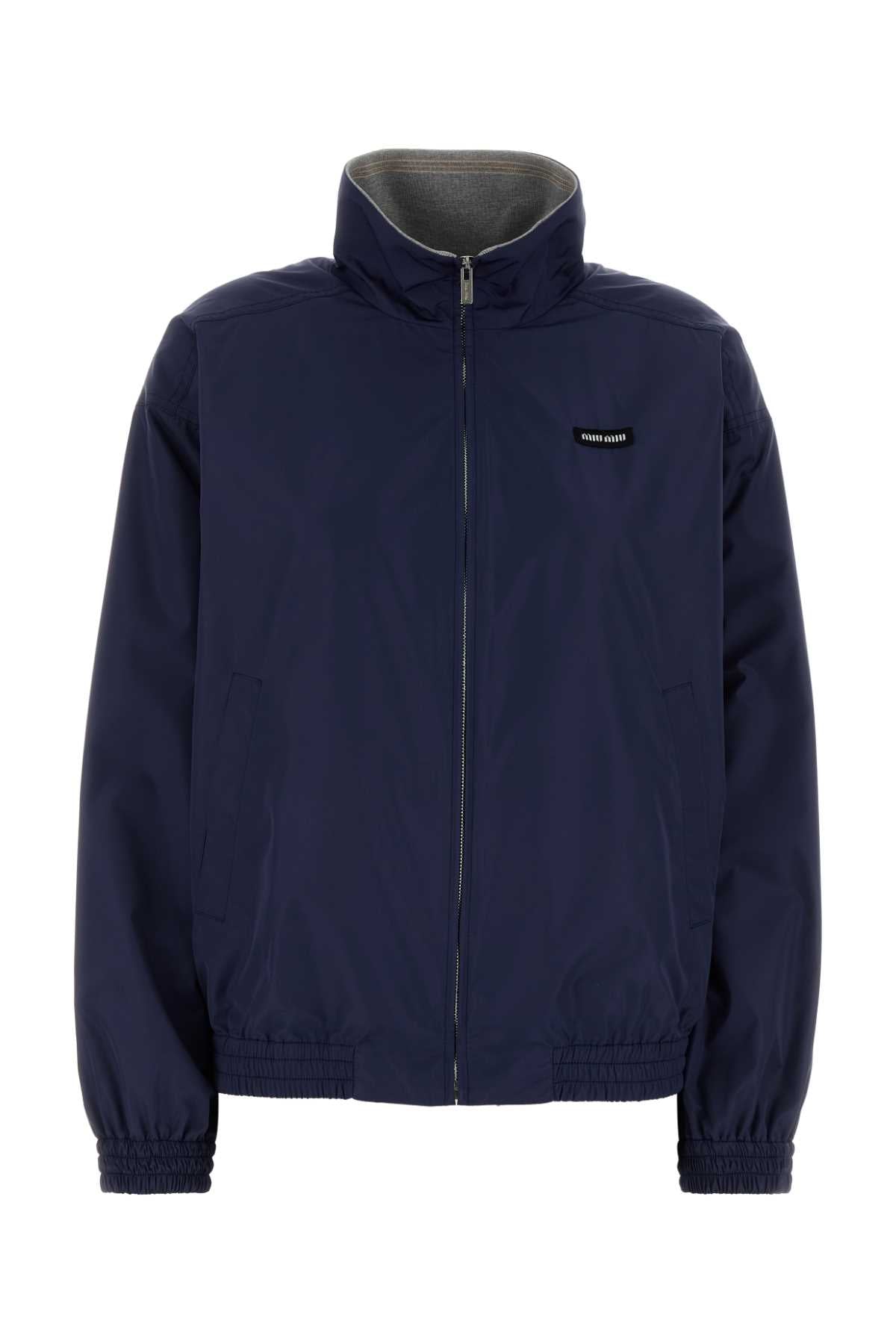 Miu Miu Recycled Polyester Windbreaker Jacket — Navy