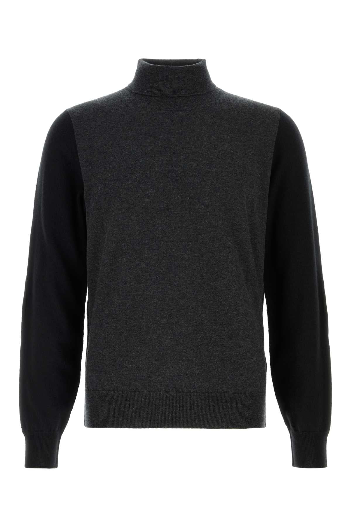 Maison Margiela Two-Tone Wool Sweater — Gray