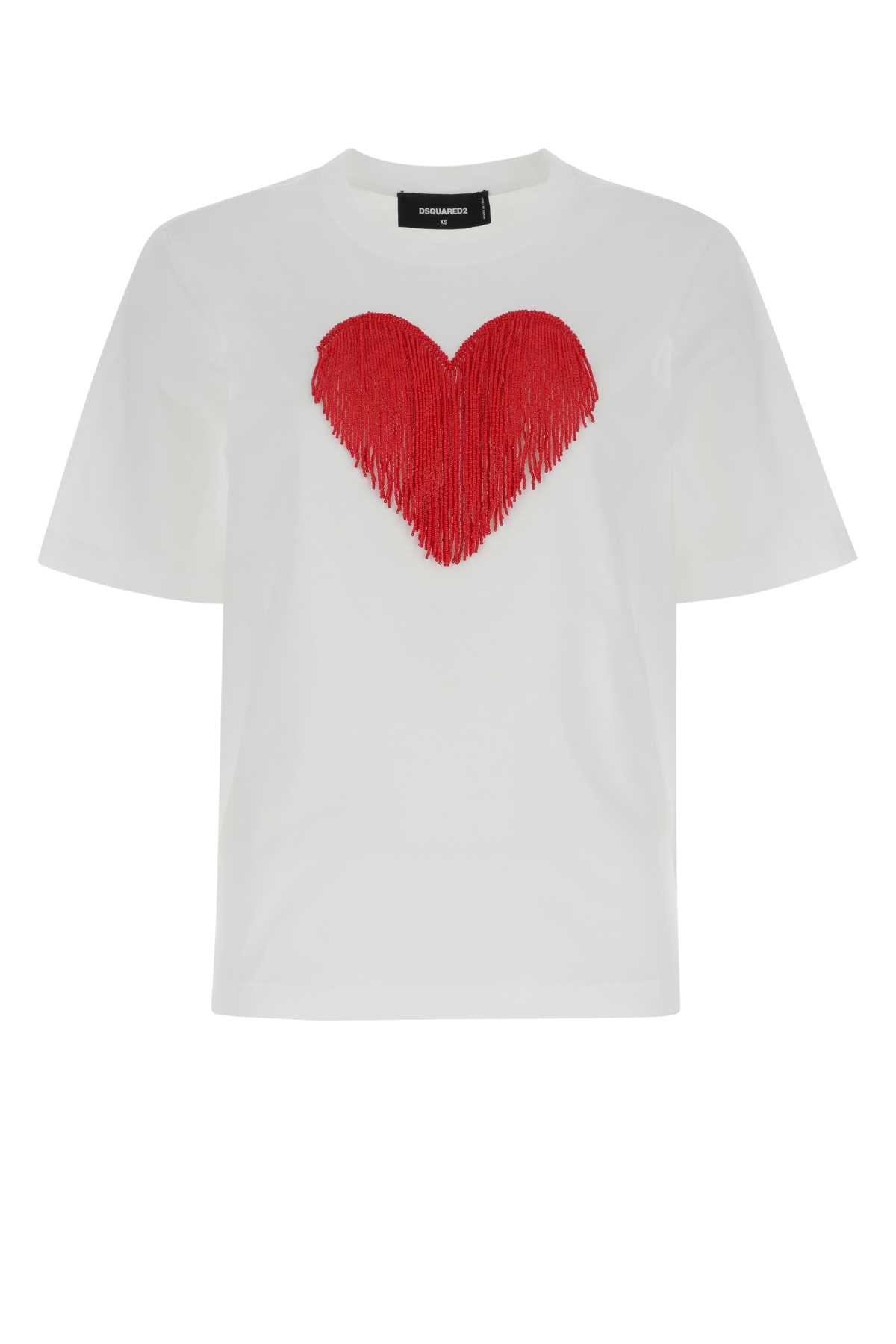 Dsquared2 Embroidered Heart T-Shirt — White