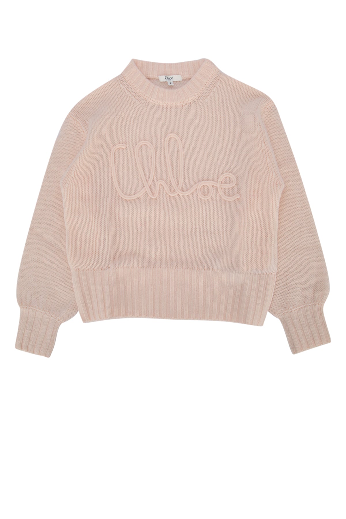 Chloe Kids Logo-Embroidered Knit Sweater — Pink
