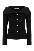 Alessandra Rich Satin Blazer — Black