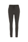 Burberry Embroidered Stretch Cotton Trousers — Gray