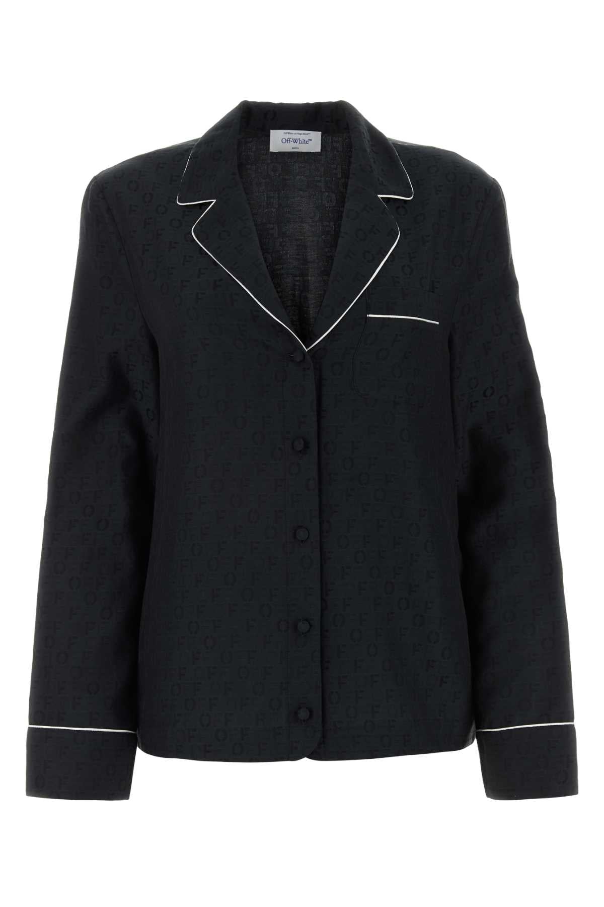 Off-White Silk-Cotton Blend Shirt — Black