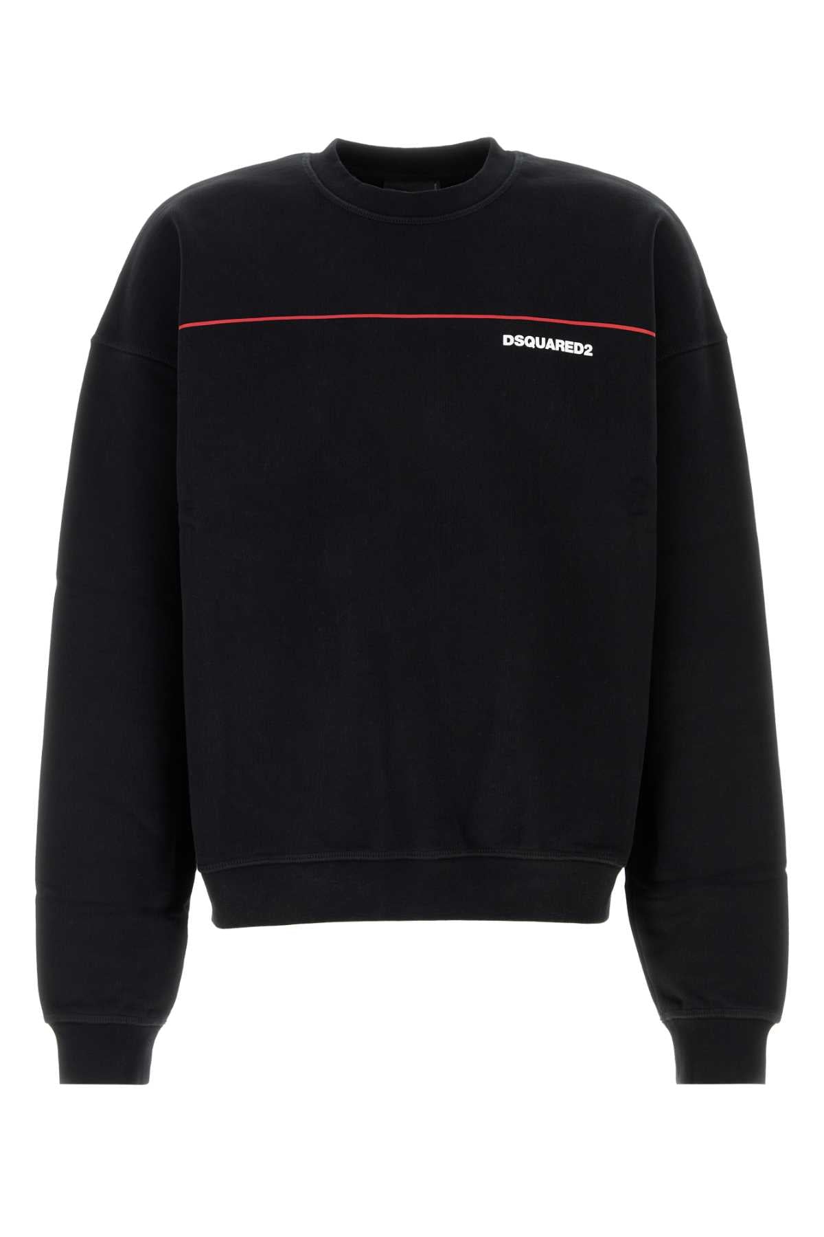 Dsquared2 Logo-Striped Cotton Sweatshirt — Black