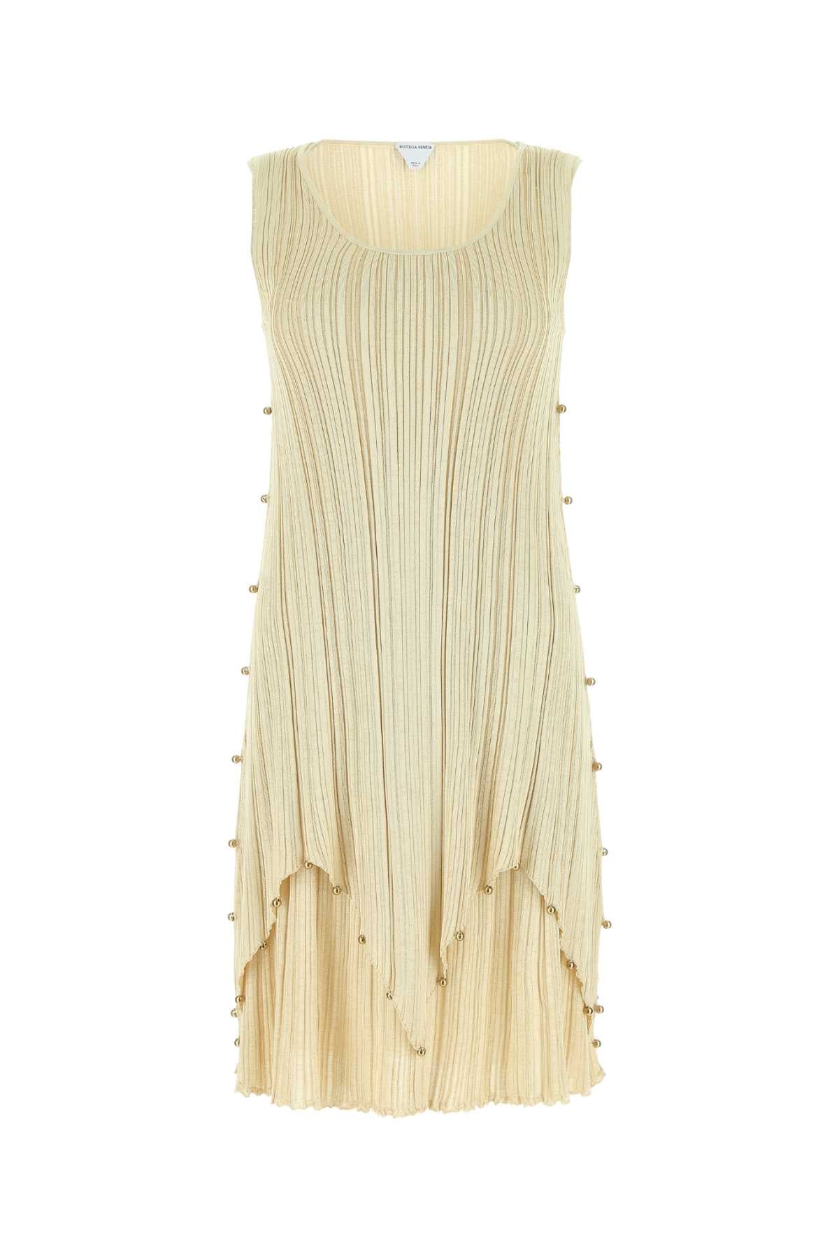 Bottega Veneta Pleated Viscose Blend Dress — Gold