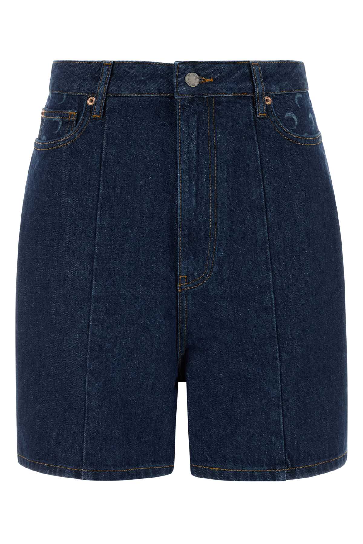 Marine Serre Denim Denim Shorts — Navy