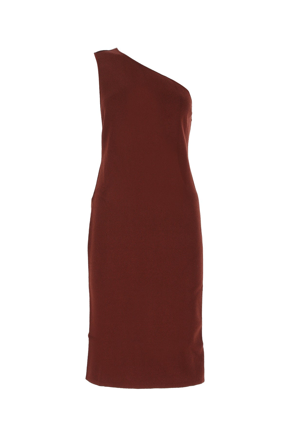Bottega Veneta One-Shoulder Sheath Dress — Burgundy