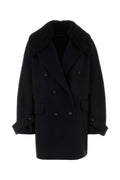 Ermanno Scervino Virgin Wool with Fur Collar Coat — Black