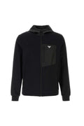 Prada Stretch Cotton Hooded Sweatshirt — Black