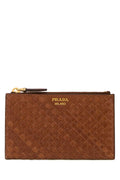 Prada Woven Leather Card Case — Brown