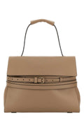 Moschino Nappa Leather Shoulder Bag — Beige