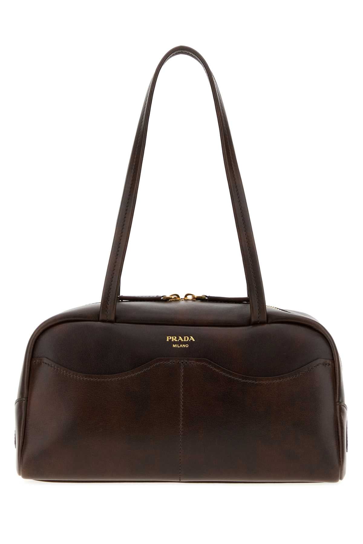 Prada Calf Leather Shoulder Bag — Brown