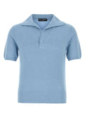 Dolce & Gabbana Cotton-Blend Knit Polo Shirt — Blue
