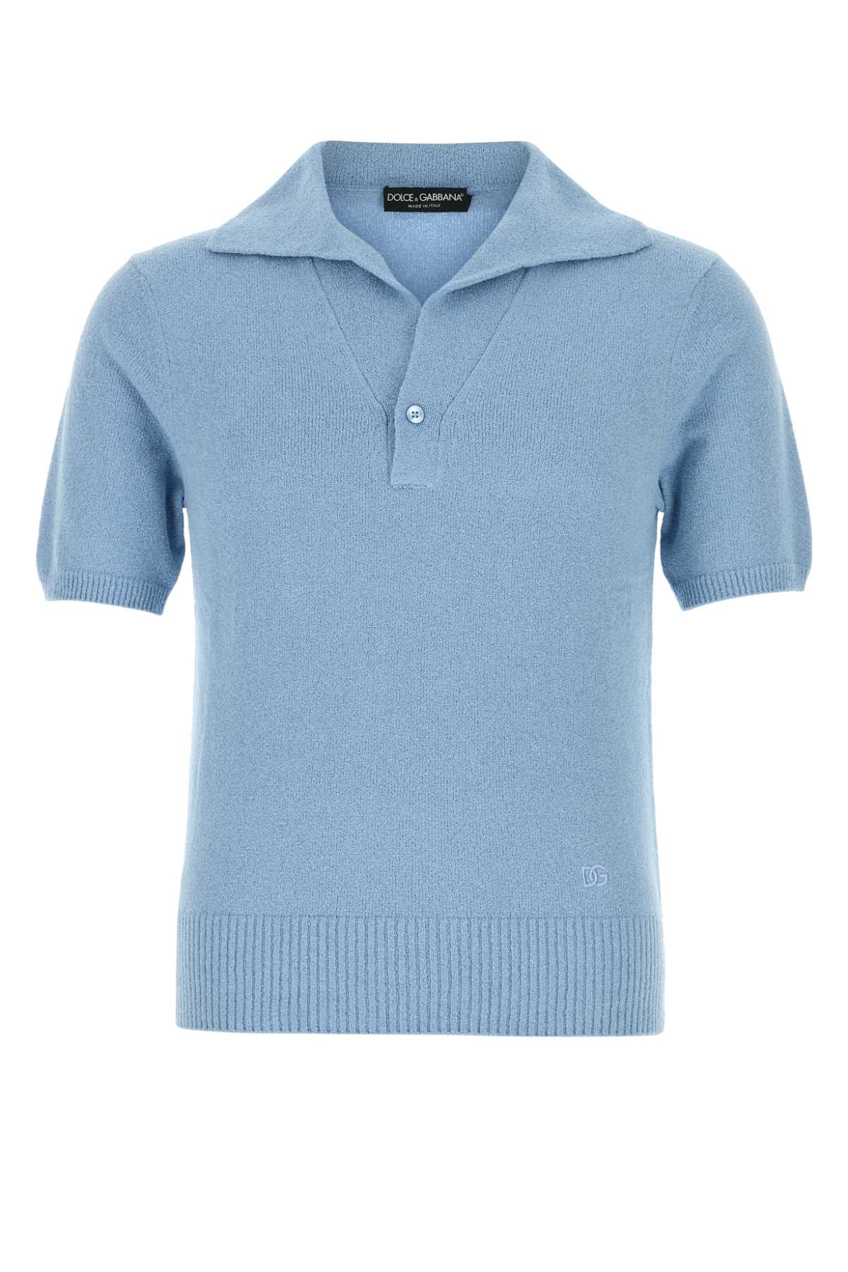Dolce & Gabbana Cotton-Blend Knit Polo Shirt — Blue