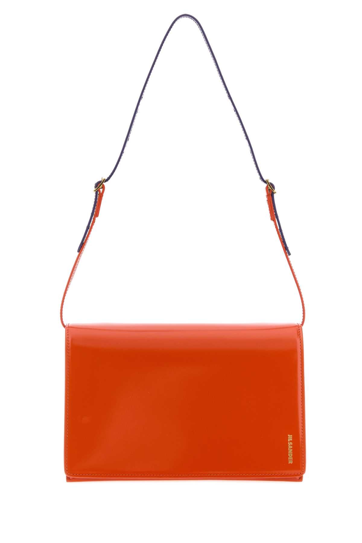 Jil Sander Calf Leather Shoulder Bag — Orange