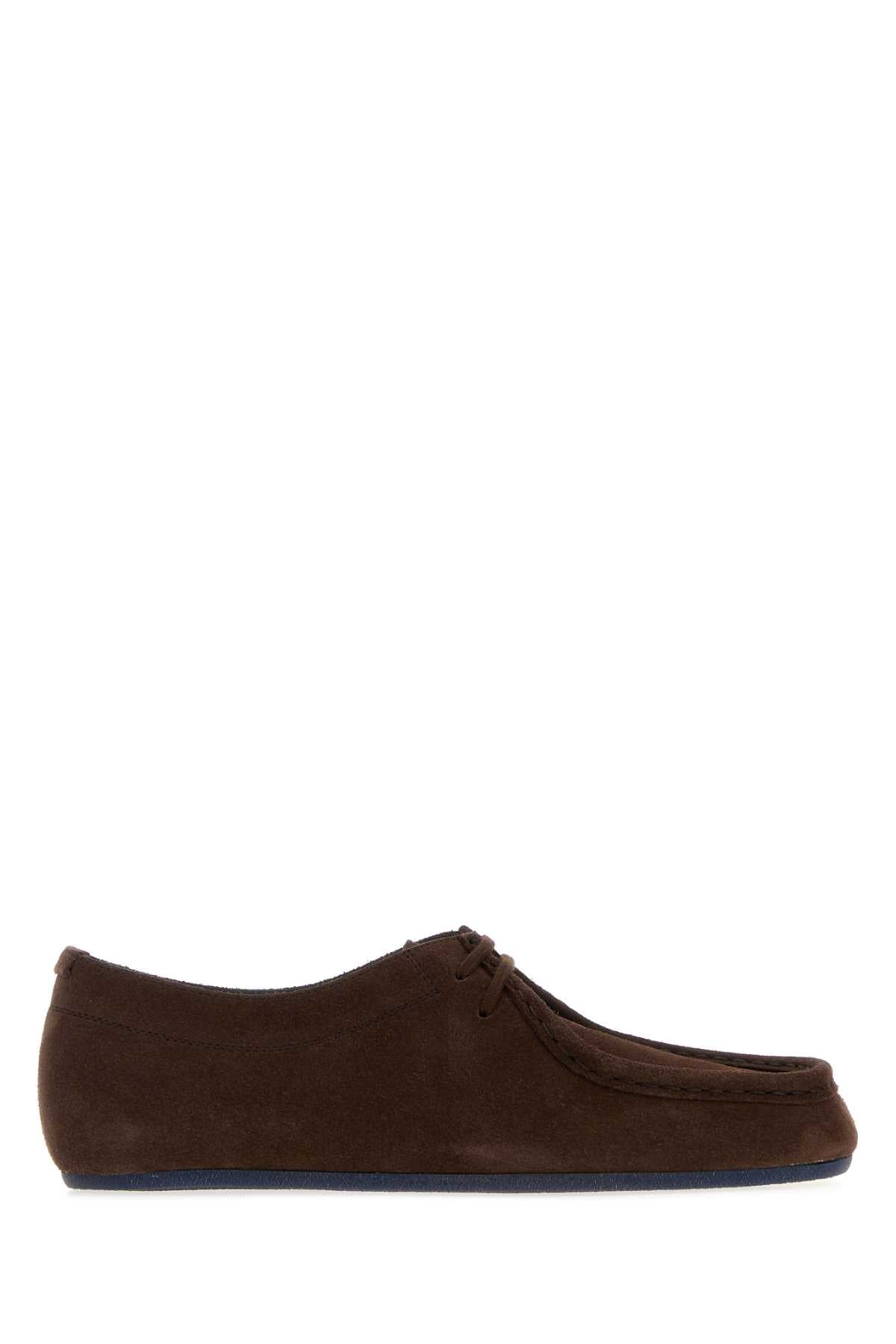 Jil Sander Suede Lace-Up Flat — Brown