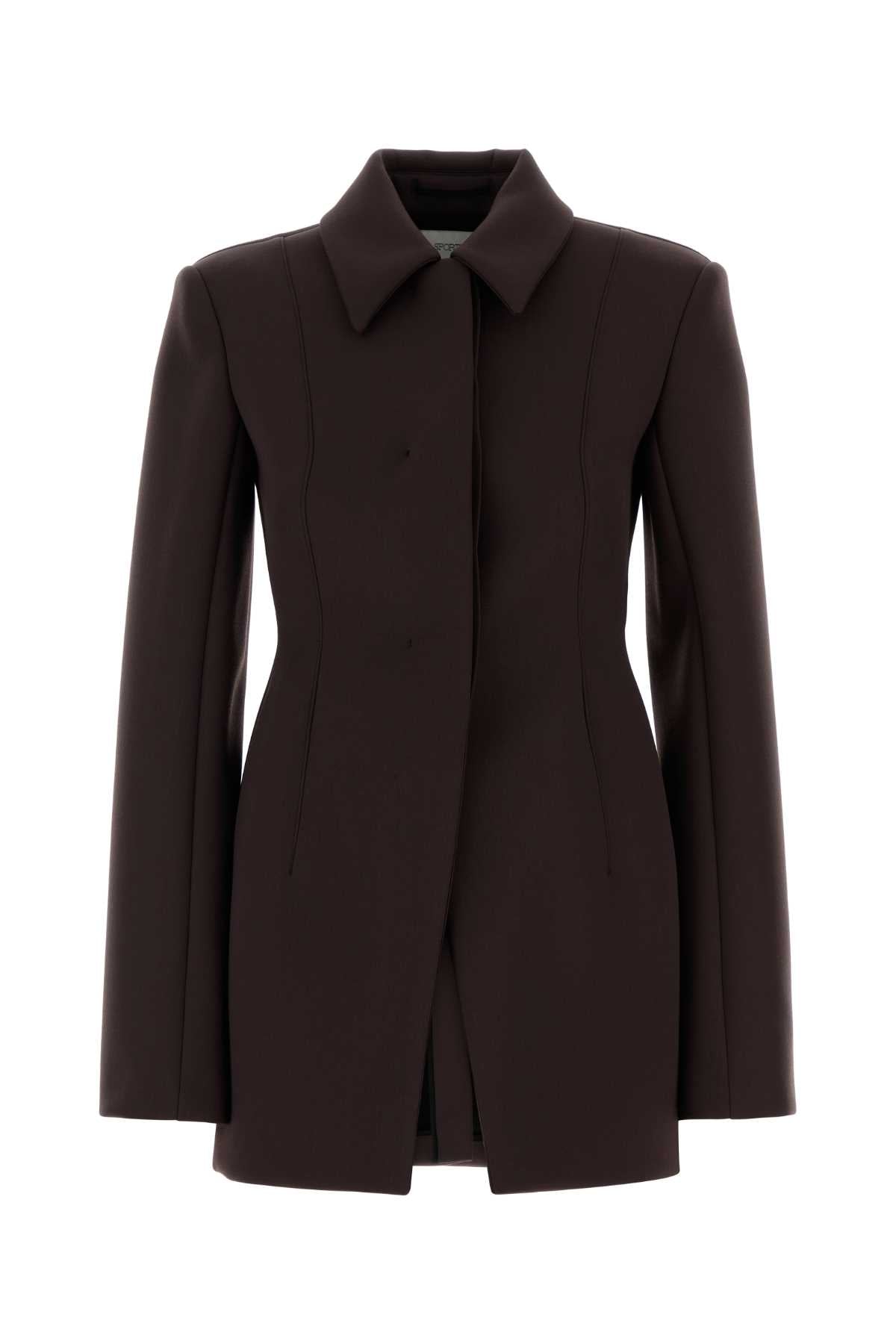 Sportmax Tailored Wool-Blend Blazer — Brown