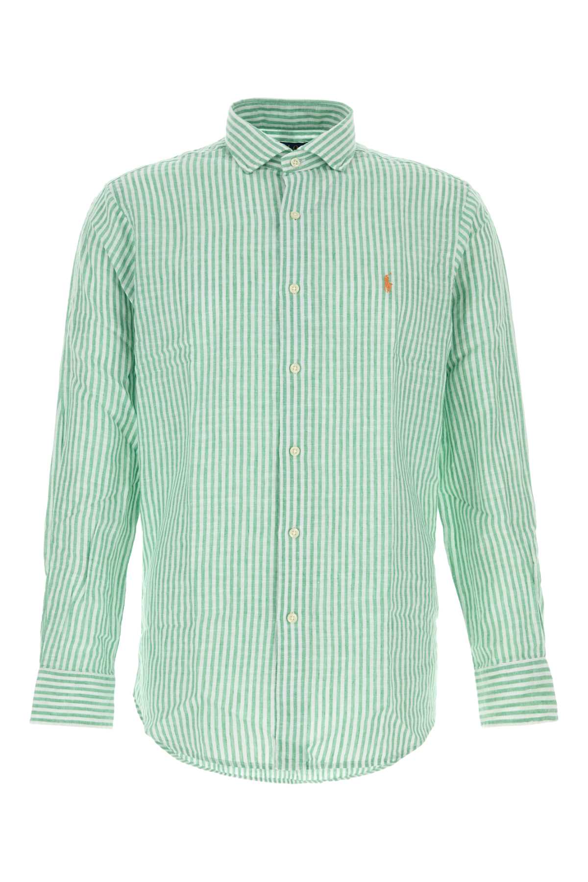 Polo Ralph Lauren Striped Linen-Blend Shirt — Green