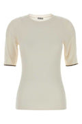 Brunello Cucinelli Cashmere Blend Ribbed T-Shirt — Beige