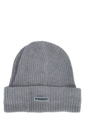 Pinko CUFFIA Ribbed Knit Beanie — Gray