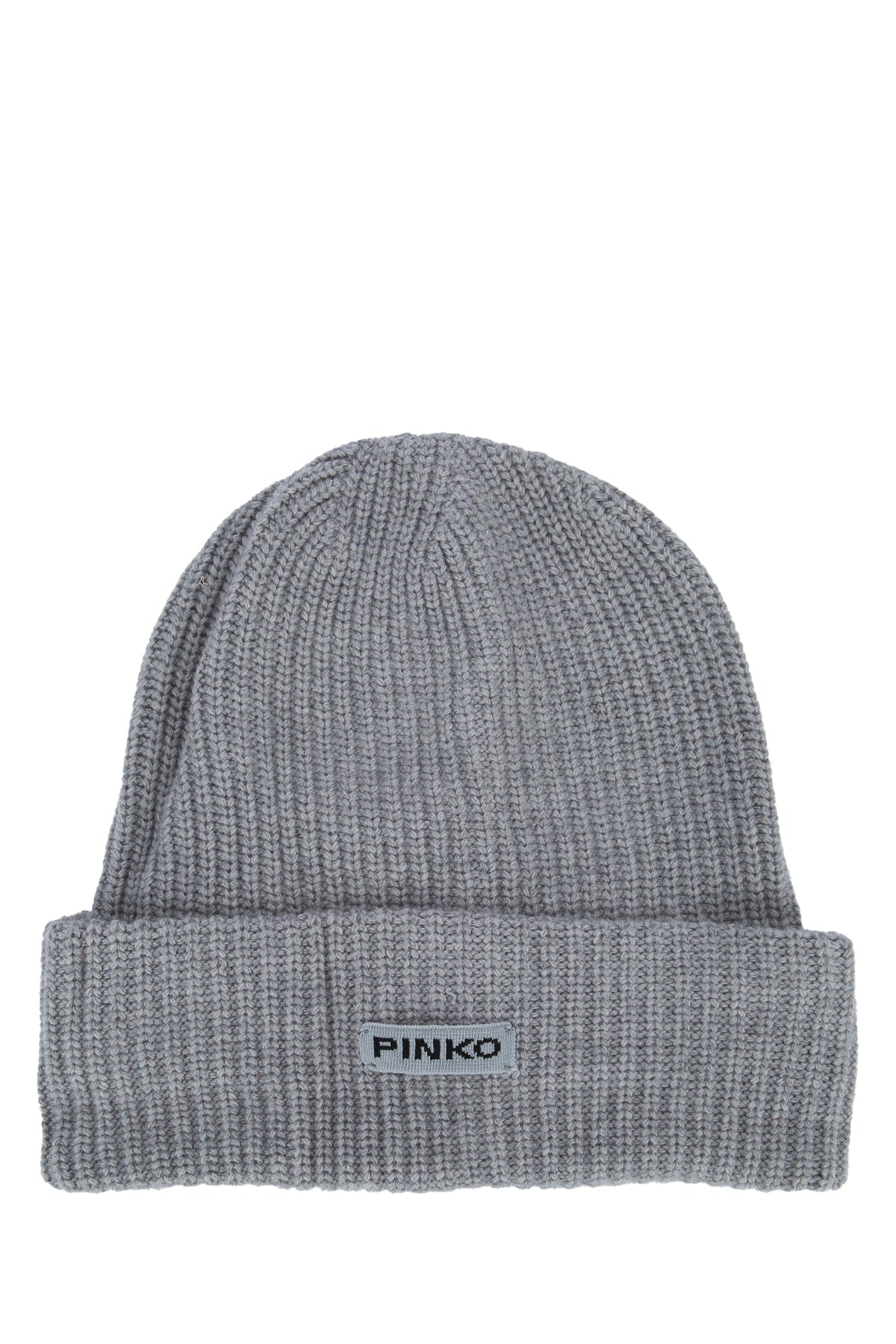 Pinko CUFFIA Ribbed Knit Beanie — Gray