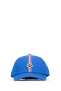 Moncler Jr BASEBALL Moncler Logo-Striped Baseball Cap — Blue