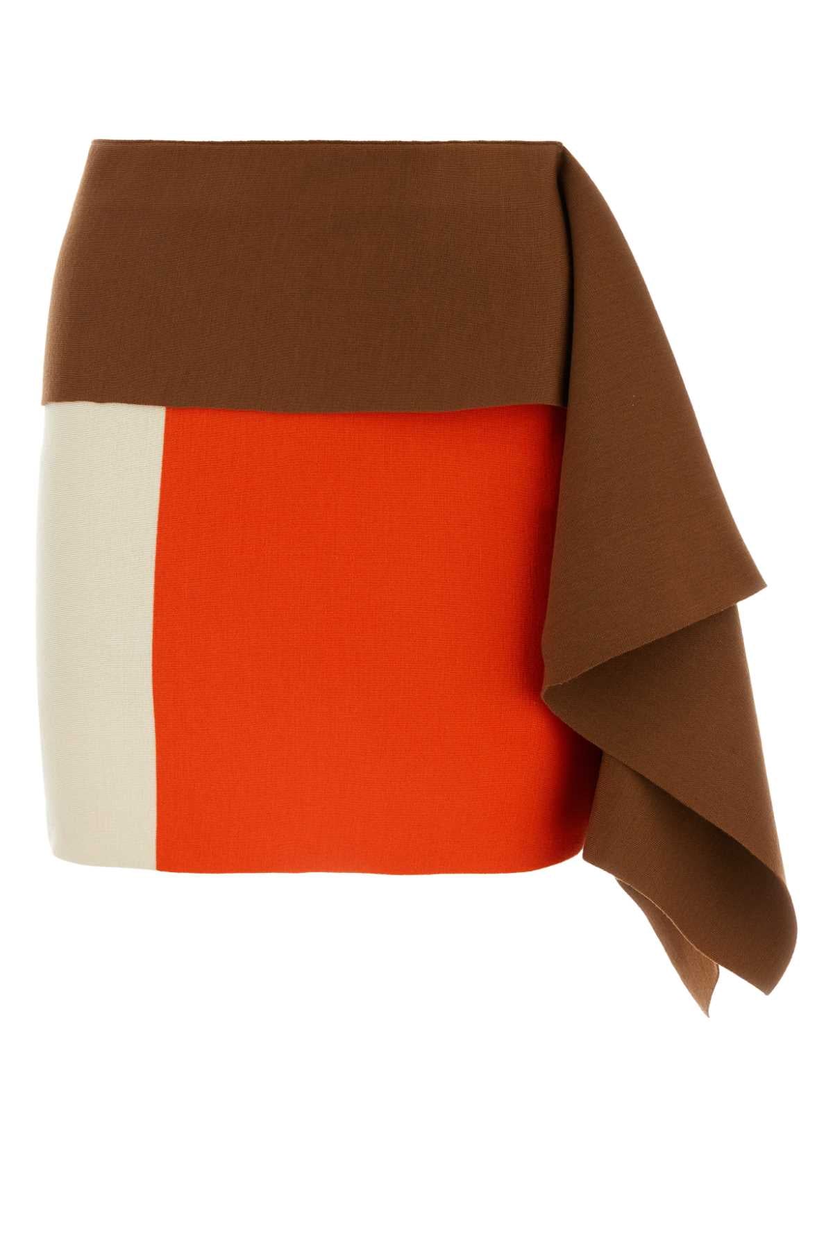 Fendi Colorblock Wool Mini Skirt — Multicolor