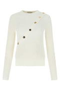 Alexander McQueen Button-Embellished Ribbed Viscose Sweater — Ivory