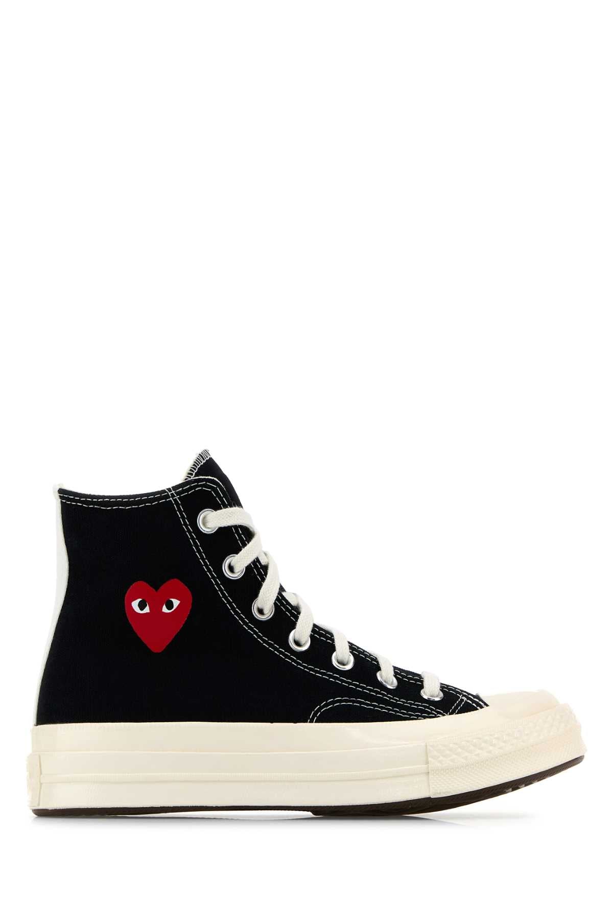 Comme Des Garcons Play Canvas High-Top Sneakers — Black