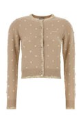 Miu Miu Embroidered Cashmere Cardigan — Beige