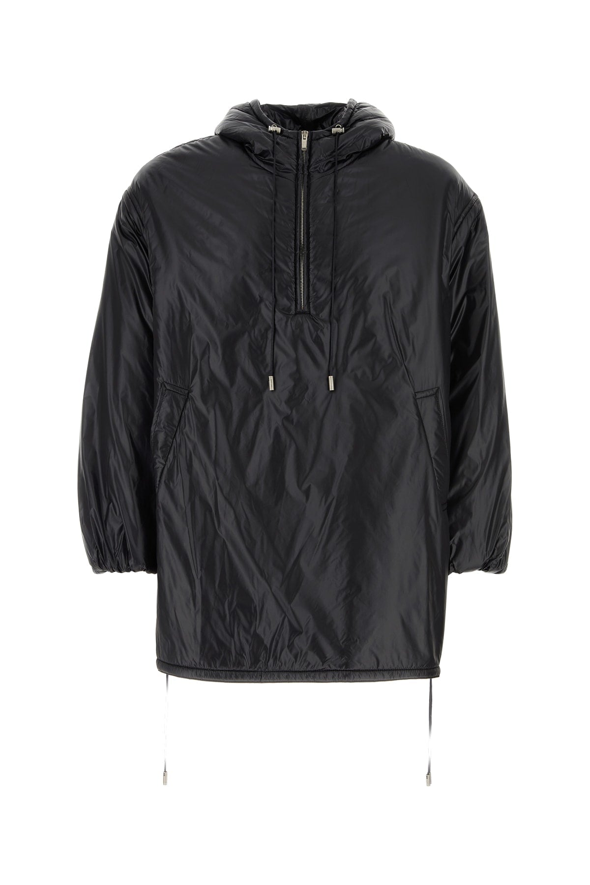 Saint Laurent Nylon Hooded Raincoat — Black