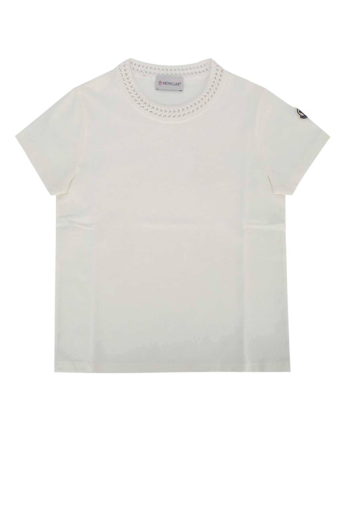 Moncler Jr Crew-Neck Cotton T-Shirt — White