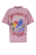 Balenciaga Graphic Print Cotton T-Shirt — Pink