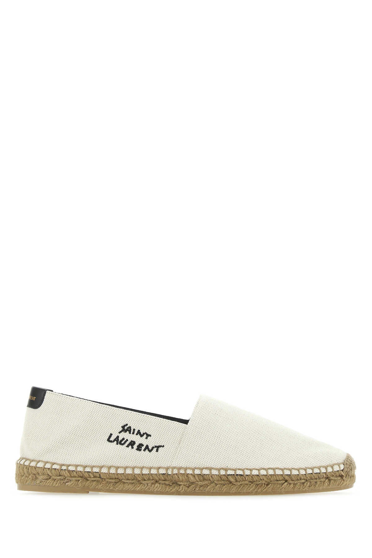 Saint Laurent Logo-Embroidered Canvas Espadrille — Beige