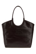 Miu Miu Leather Shopping Tote Bag — Brown