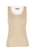 Prada Ribbed Cotton Tank Top — Beige
