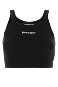 Palm Angels Logo-Embroidered Cotton Piquet Tank Top — Black