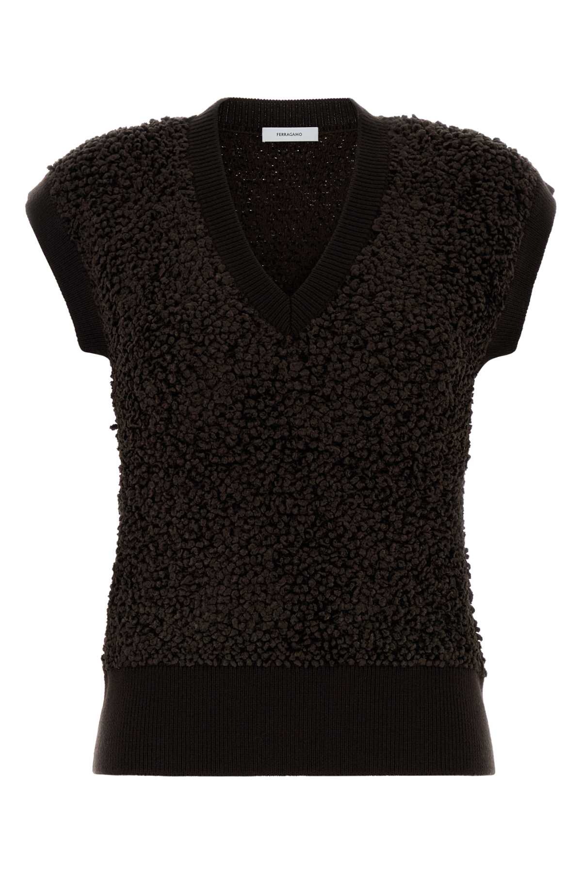 Ferragamo Boucle Knit Vest — Black