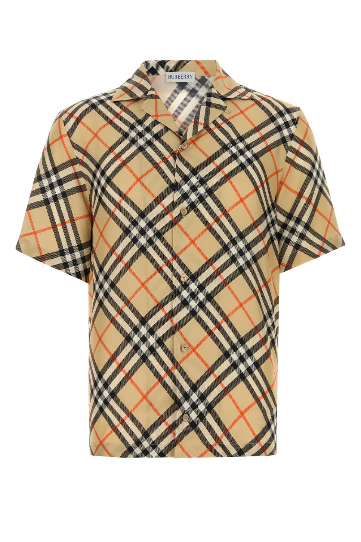Burberry Printed Silk Shirt — Beige