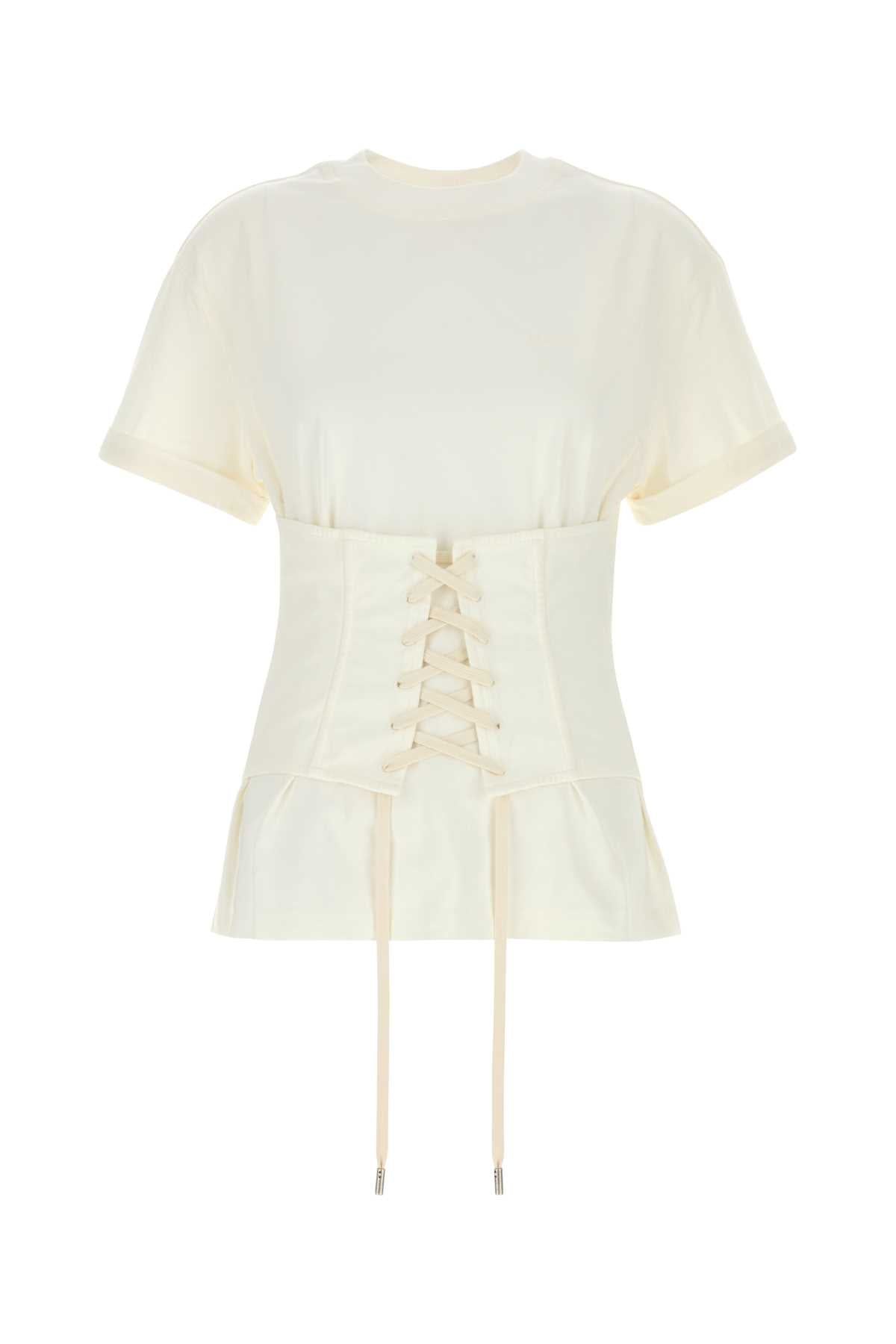Alexander McQueen Corset-Laced Cotton T-Shirt — White