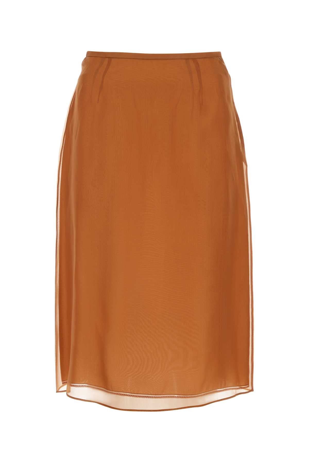 Prada Cupro and Silk Organza Skirt — Orange