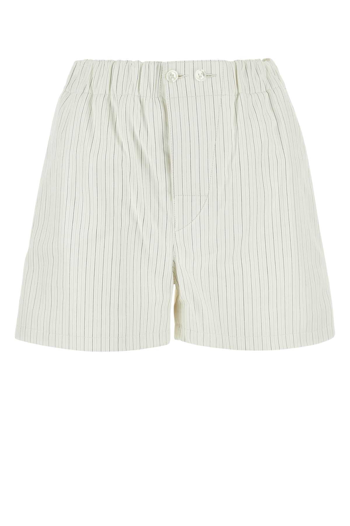 Bottega Veneta Pleated Leather Shorts — White