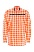 Prada Embroidered Poplin Shirt — Orange