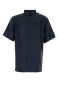 Camisa de seda de satén Prada — Azul marino