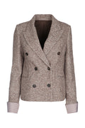 Brunello Cucinelli Cotton Herringbone Blazer — Gray