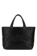 Saint Laurent Nappa Leather Logo-Embossed Tote Bag — Black