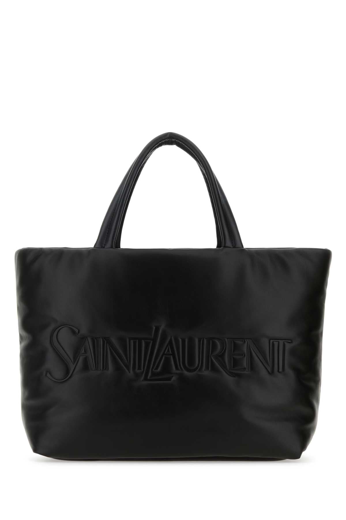 Saint Laurent Nappa Leather Logo-Embossed Tote Bag — Black
