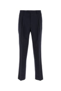 Etro Flat-Front Trousers — Navy